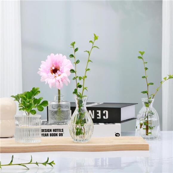 Glass Bud Vases Set of 4,Small Flower Vases for Wedding Centerpiece - Picture 7 of 8